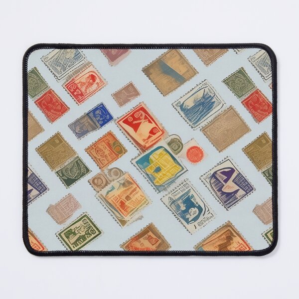 Item preview, Vintage Postage Stamp Collage: Abstract Mix of Colors and Patterns designed and sold by tsurugidesigns.