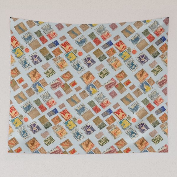 Item preview, Vintage Postage Stamp Collage: Abstract Mix of Colors and Patterns designed and sold by tsurugidesigns.