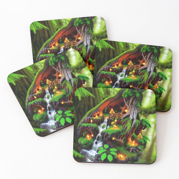 Item preview, A detailed beautiful lush Fairycore Elf forest designed and sold by PixieDustAIArt.