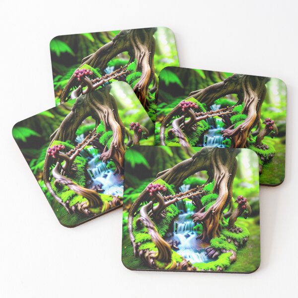 Item preview, A detailed beautiful lush Fairycore Elf forest designed and sold by PixieDustAIArt.