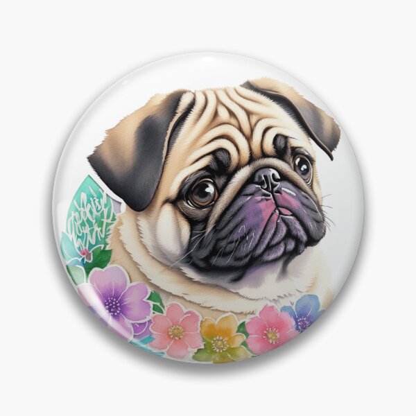Item preview, Pug with Watercolor Flowers Sticker designed and sold by jmccur.