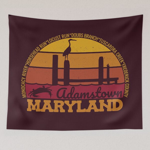 Item preview, Adamstown Maryland Sunset Retro Vintage Local Pride Logo designed and sold by CRHPOD20.