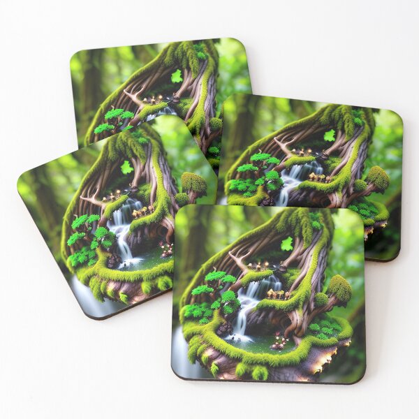 Item preview, A detailed beautiful lush Fairycore Elf forest designed and sold by PixieDustAIArt.