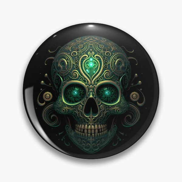 Item preview, Green Fel Robo-Skull designed and sold by TheMerch-er.