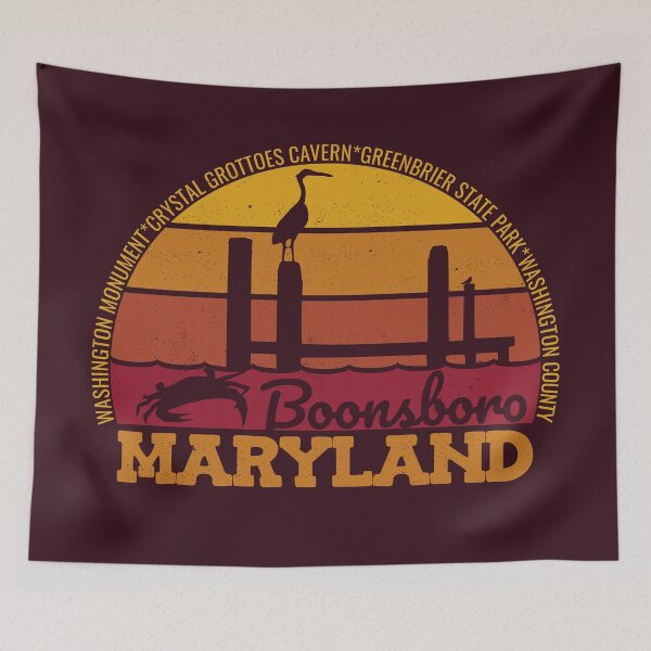 Item preview, Boonsboro Maryland Sunset Retro Vintage Local Pride Logo designed and sold by CRHPOD20.
