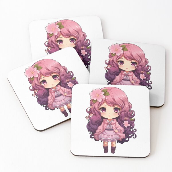 Item preview, Chipper Cherryblossom Delight | Chibi Girl Art | Pink Floral Fun designed and sold by PopPopGfx.