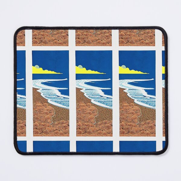Item preview, Beach Waves linograph folk art designed and sold by Earth Nature Creations.
