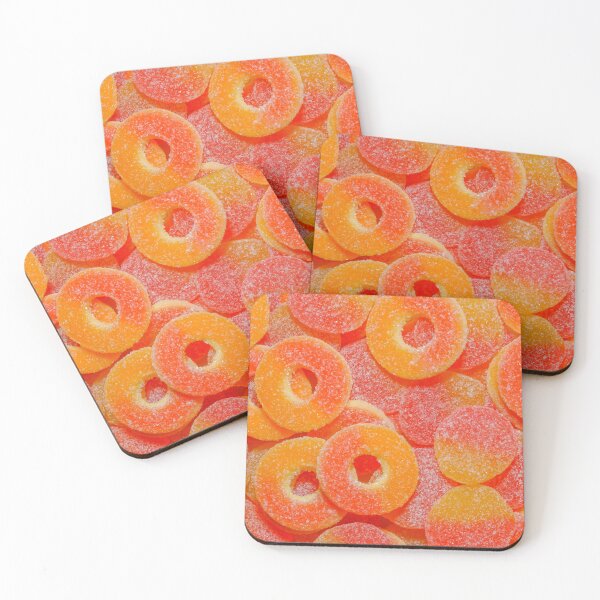 Item preview, Sour Peach Rings and Slices Candy Close-up Photograph  designed and sold by patternsoup.