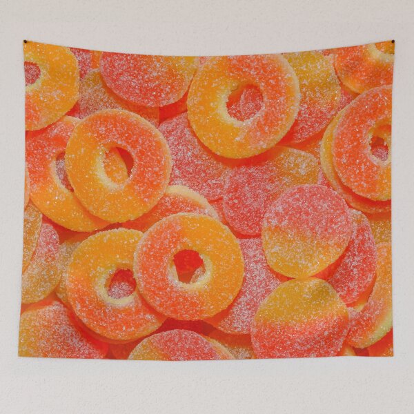 Item preview, Sour Peach Rings and Slices Candy Close-up Photograph  designed and sold by patternsoup.
