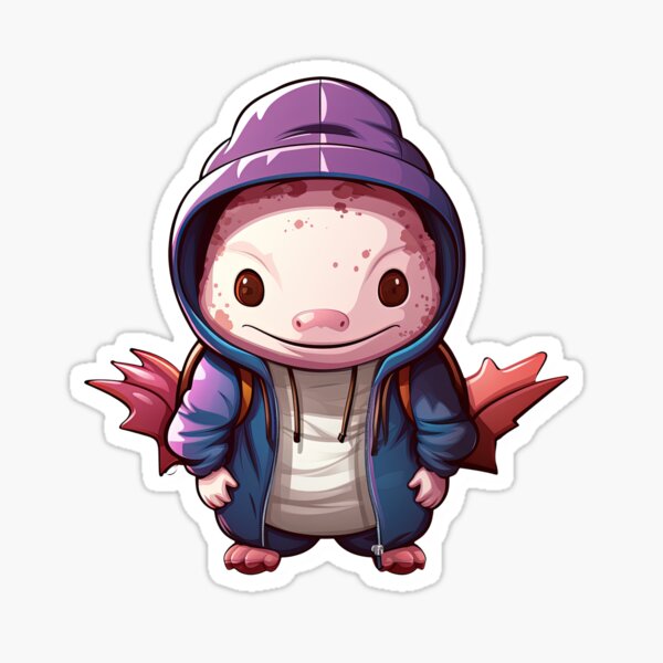 Vista previa del artículo con la obra «Cool Axolotl en ropa casual», diseñado y vendido por Sidewayanimals.