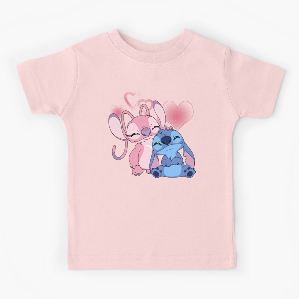 Disney Lilo And Stitch Big Angel Youth Girls T-Shirt - PINK