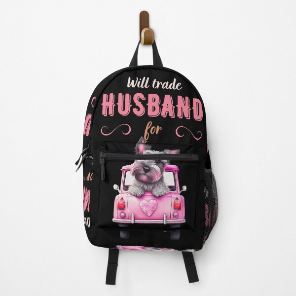 Item preview, Will trade Husband for .... - Schnauzer in pink car, rest and relaxation. Relax and calm. Calm down, chill out. Funny cute cartoon schnauzer dog in pink car. designed and sold by PupilLove.