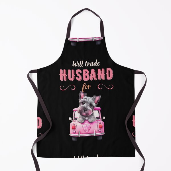 Item preview, Will trade Husband for .... - Schnauzer in pink car, rest and relaxation. Relax and calm. Calm down, chill out. Funny cute cartoon schnauzer dog in pink car. designed and sold by PupilLove.