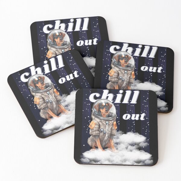 Item preview, Chill out - Doberman Pinscher Astronaut, rest and relaxation. Relax and calm. Calm down, chill out. Funny Spacedog designed and sold by PupilLove.
