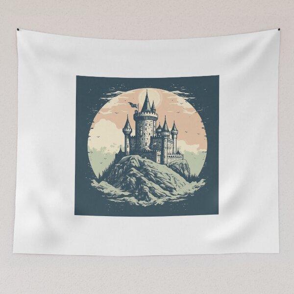 Item preview, Castle on top of a hill In Retro Classic Vintage Style designed and sold by redstar19.