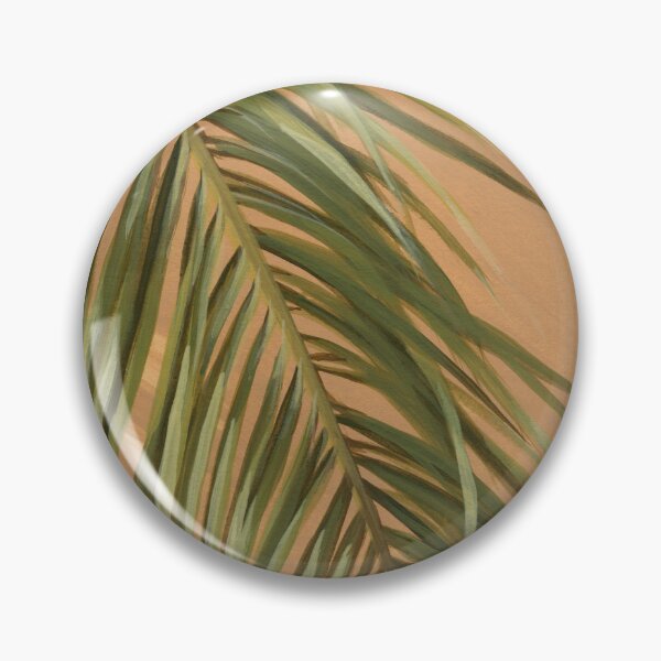 Aperçu de l'œuvre Feuille de palmier peinte à la main projetant une ombre contre un mur beige, peinture acrylique originale ArL créée et vendue par ClaireWArtwork.