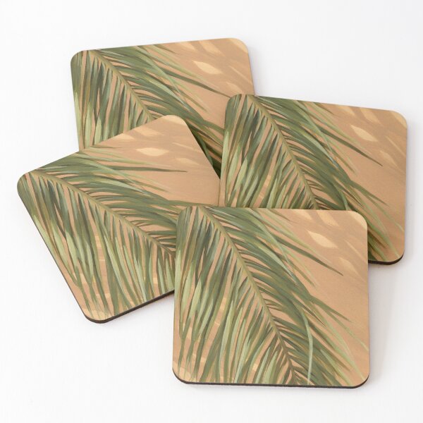Item preview, Handpainted Palm Leaf Casting a Shadow Against a Beige Wall, Original Acrylic Painting ArL designed and sold by ClaireWArtwork.