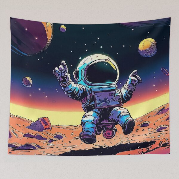Artikelvorschau, Kleiner lustiger Cartoon-Astronaut, der auf dem Planeten Mars spielt entworfen und verkauft von TomFrontierArt.