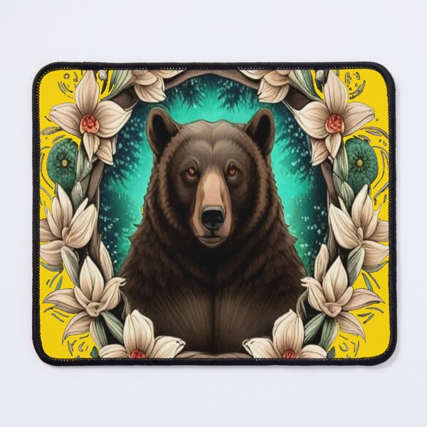 Item preview, Black Bear Surrounded By Yucca flower New Mexico State Tattoo Art designed and sold by taiche.