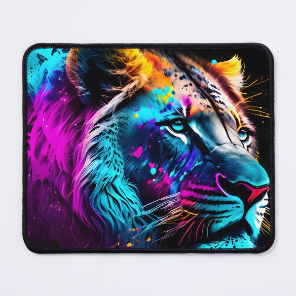 Item preview, Neon Splash Art Lion | Neon light lion motif | lion art | gift idea | AI artwork designed and sold by RPDesigns91.