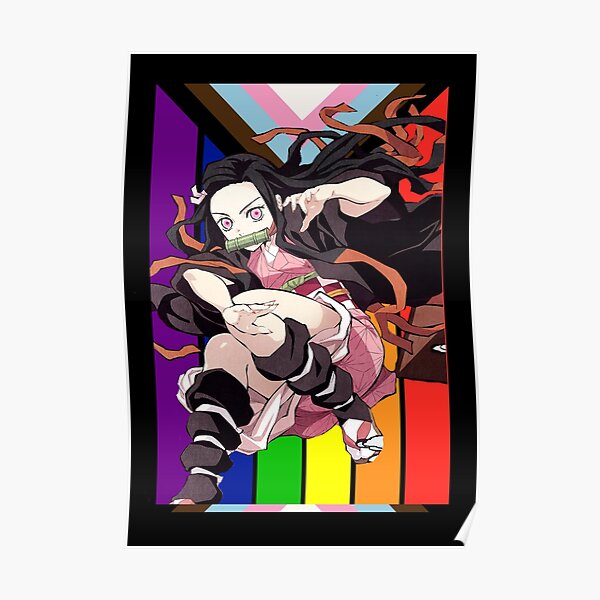 Nezuko Kamado Demon Slayer Kimetsu No Yaiba Lgbtq Pride Flag Anime Design Poster For Sale By 4561