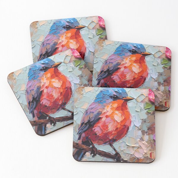 Item preview, Cute Colorful Thick Impasto Bird Painting: A Vibrant Avian Delight designed and sold by SingularityGeek.