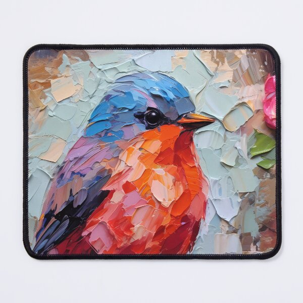 Item preview, Cute Colorful Thick Impasto Bird Painting: A Vibrant Avian Delight designed and sold by SingularityGeek.