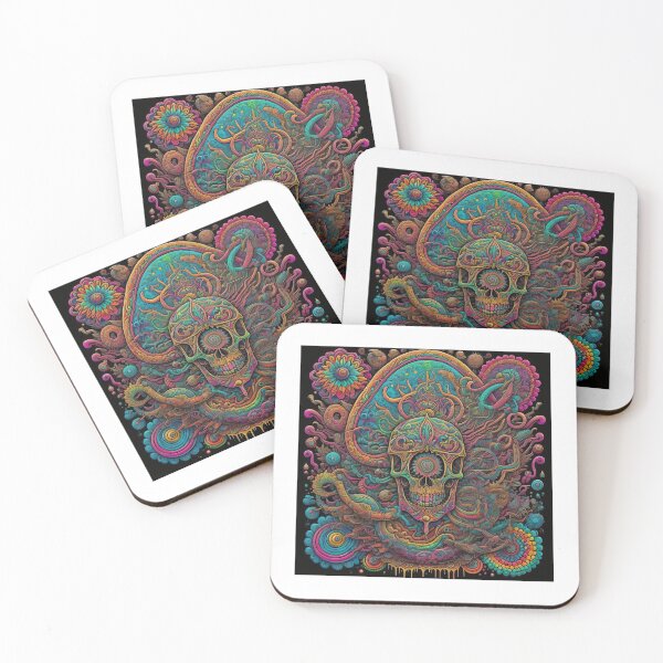 Item preview, Colorful Psychedelic abstract skull Indie art  designed and sold by Coexist In Tee's .