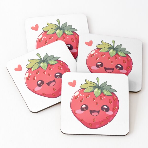 Item preview, Cute Kawaii Strawberry Smiling designed and sold by CozyKawaiiArt.