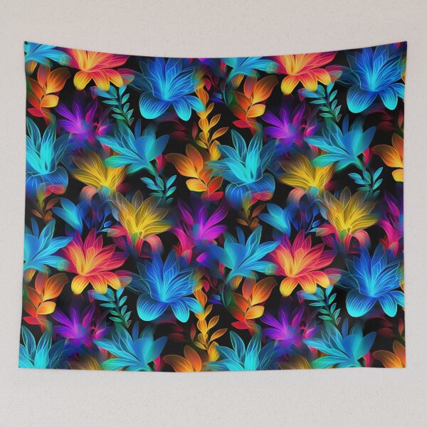 Item preview, Neon Vibrant Seamless Flowers Design | Exotic Floral Pattern | Vibrant Home Decor designed and sold by lipe1984.
