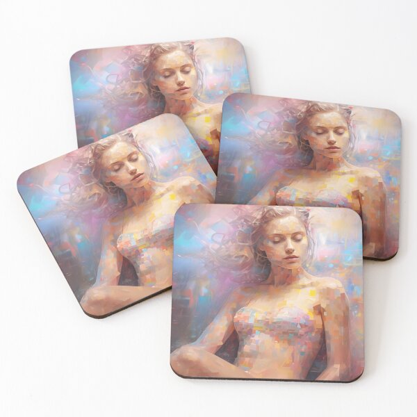 Item preview, Portrait of a Pensive Blonde Girl: A Kaleidoscope of Colors and Pixelated Fashion designed and sold by SingularityGeek.