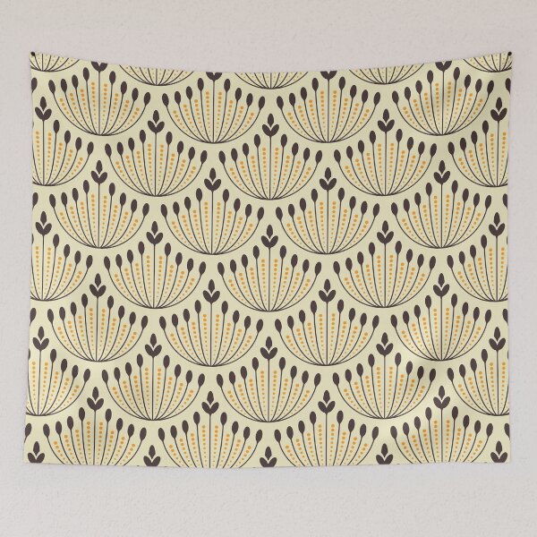 Item preview, KF 0081 C - Vintage Retro Flower 70s Modern Geometric Floral Pattern in Brown on Cream designed and sold by KhakiFinch.