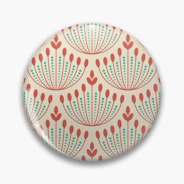 Item preview, KF 0081 F - Vintage Retro Flower 70s Modern Geometric Floral Pattern in Red on Cream designed and sold by KhakiFinch.