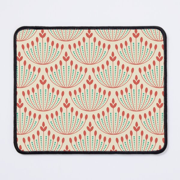 Item preview, KF 0081 F - Vintage Retro Flower 70s Modern Geometric Floral Pattern in Red on Cream designed and sold by KhakiFinch.