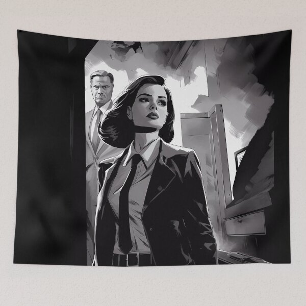 Item preview, Scene of a Detective Girl: Noir Elegance in Black and White designed and sold by SingularityGeek.