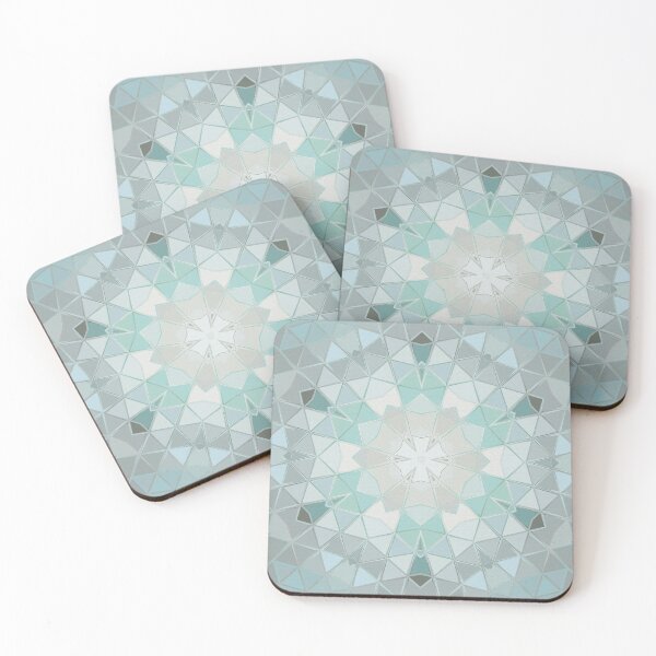 Item preview, Mandala Abstract Sea Foam Sea Glass Geometric Shapes and Triangles Light Turquoise Pale Grey designed and sold by Beachy.