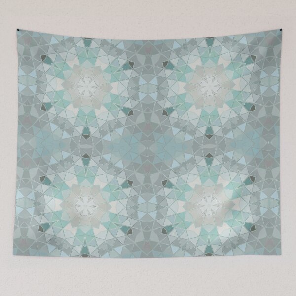 Item preview, Mandala Abstract Sea Foam Sea Glass Geometric Shapes and Triangles Light Turquoise Pale Grey designed and sold by Beachy.