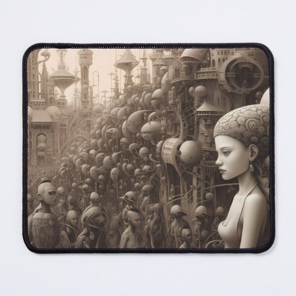 Item preview, Surrealistic Portrait of a Goddess: A Monochrome Revelation Bathed in Devotion designed and sold by SingularityGeek.