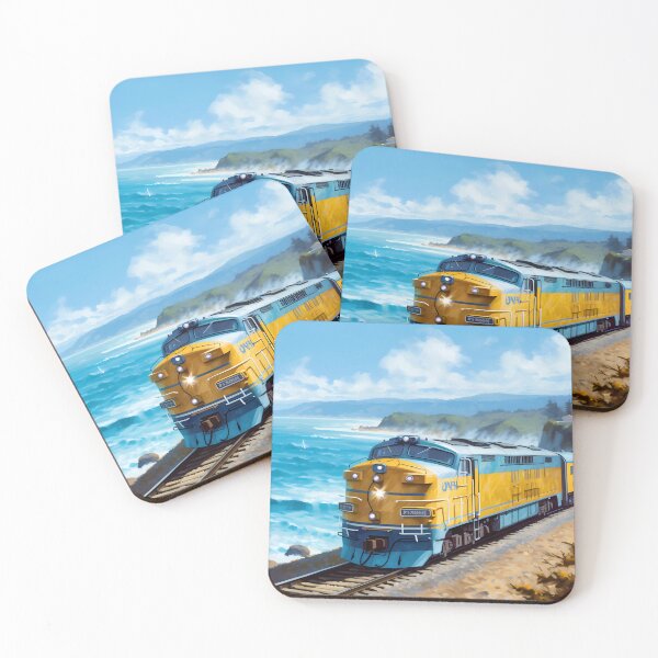 Item preview, Train Running Along the Coast: A Journey of Scenic Splendor designed and sold by SingularityGeek.