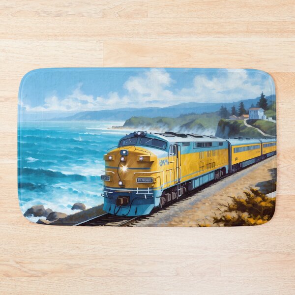 Item preview, Train Running Along the Coast: A Journey of Scenic Splendor designed and sold by SingularityGeek.