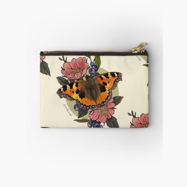 Item preview, Aglais urticae, small tortoiseshell butterfly with blueberries and roses designed and sold by Wieskunde.