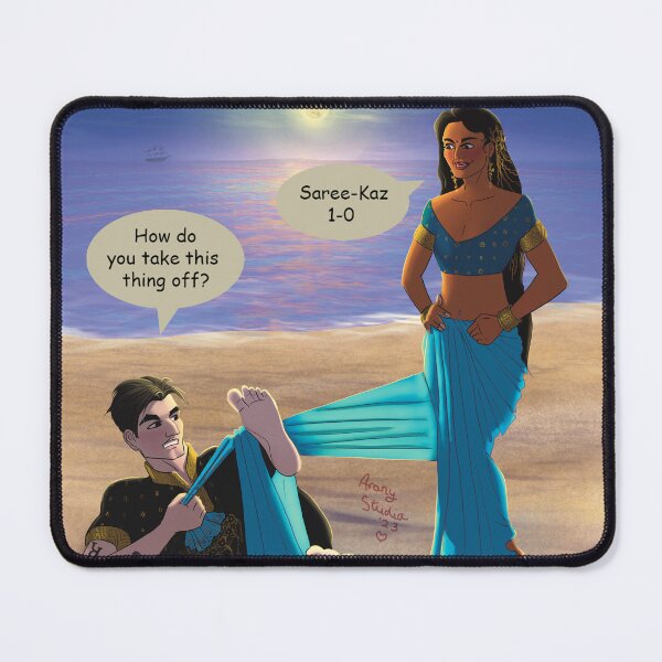 Item preview, Kaz gets tangled in Inej's saree designed and sold by Arany-Studio.
