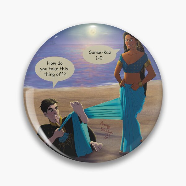 Item preview, Kaz gets tangled in Inej's saree designed and sold by Arany-Studio.