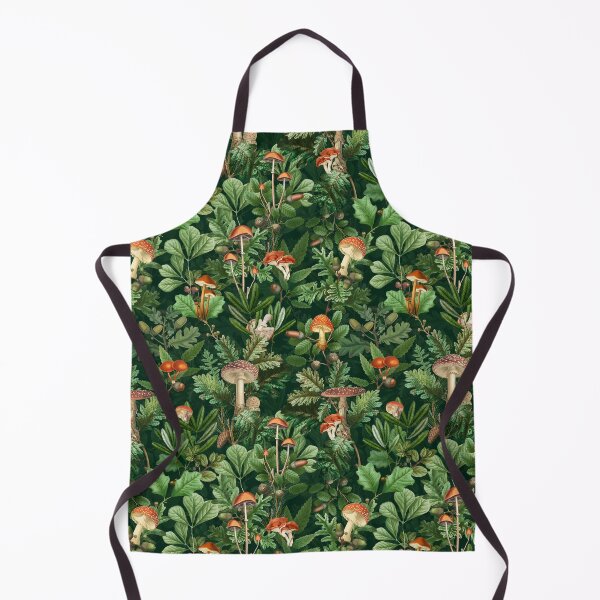 Item preview,  Vintage Red Mushrooms Toadstools  Forest Botanical Pattern - night green Nightgarden designed and sold by UtArt.