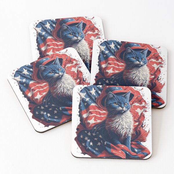 Item preview, Cute Cat American Flag Celebration designed and sold by LEVI SALVIAN JANITRA.
