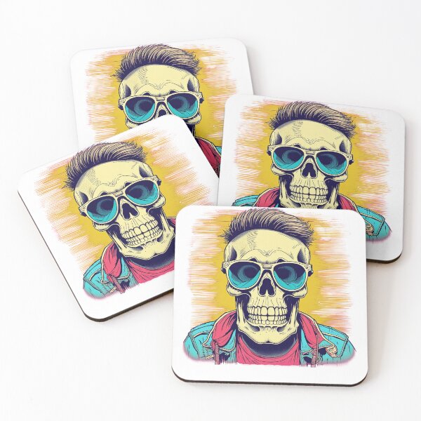 Item preview, portrait of a hipster skeleton, wearing sunglasses designed and sold by DeluxBee.