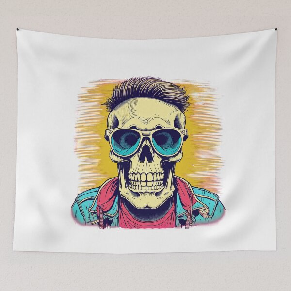 Item preview, portrait of a hipster skeleton, wearing sunglasses designed and sold by DeluxBee.