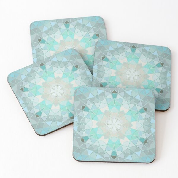 Item preview, Mandala Abstract Sea Foam Sea Glass Geometric Shapes and Triangles Turquoise Pale Grey designed and sold by Beachy.