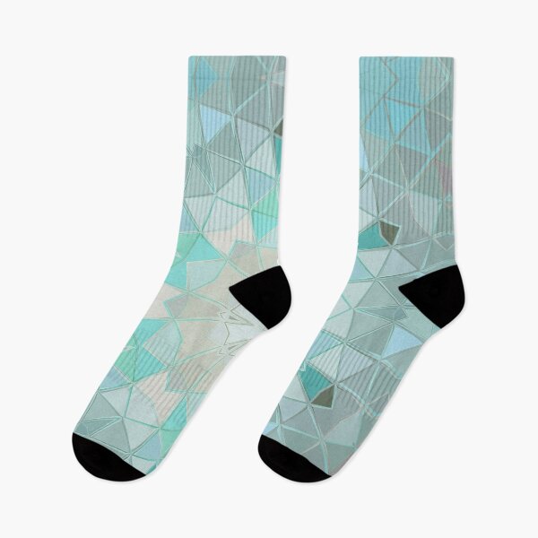 Item preview, Mandala Abstract Sea Foam Sea Glass Geometric Shapes and Triangles Turquoise Pale Grey designed and sold by Beachy.