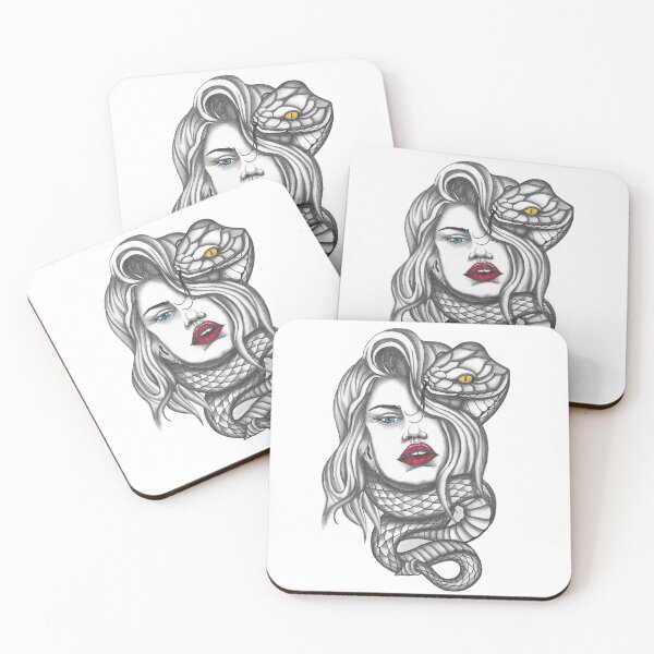 Item preview, Bad girl with snake drawing print designed and sold by RM-ART-STUDIO.